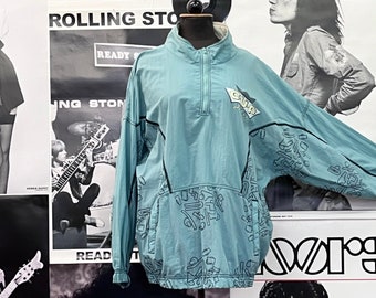 Vintage Jacket oversize Green with Motif / Windbreaker / Vintage Jacket Women / Rain Jacket / Easy Wear / Leisure Jacket / Blouson