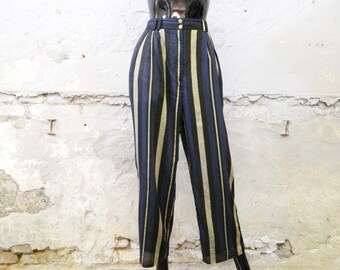 80er Jahre Gestreifte Hose Etsy