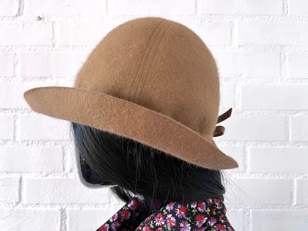 Vintage Hat Women Brown / Wool Hat / Felt Hat / Slouch Hat / Etsy