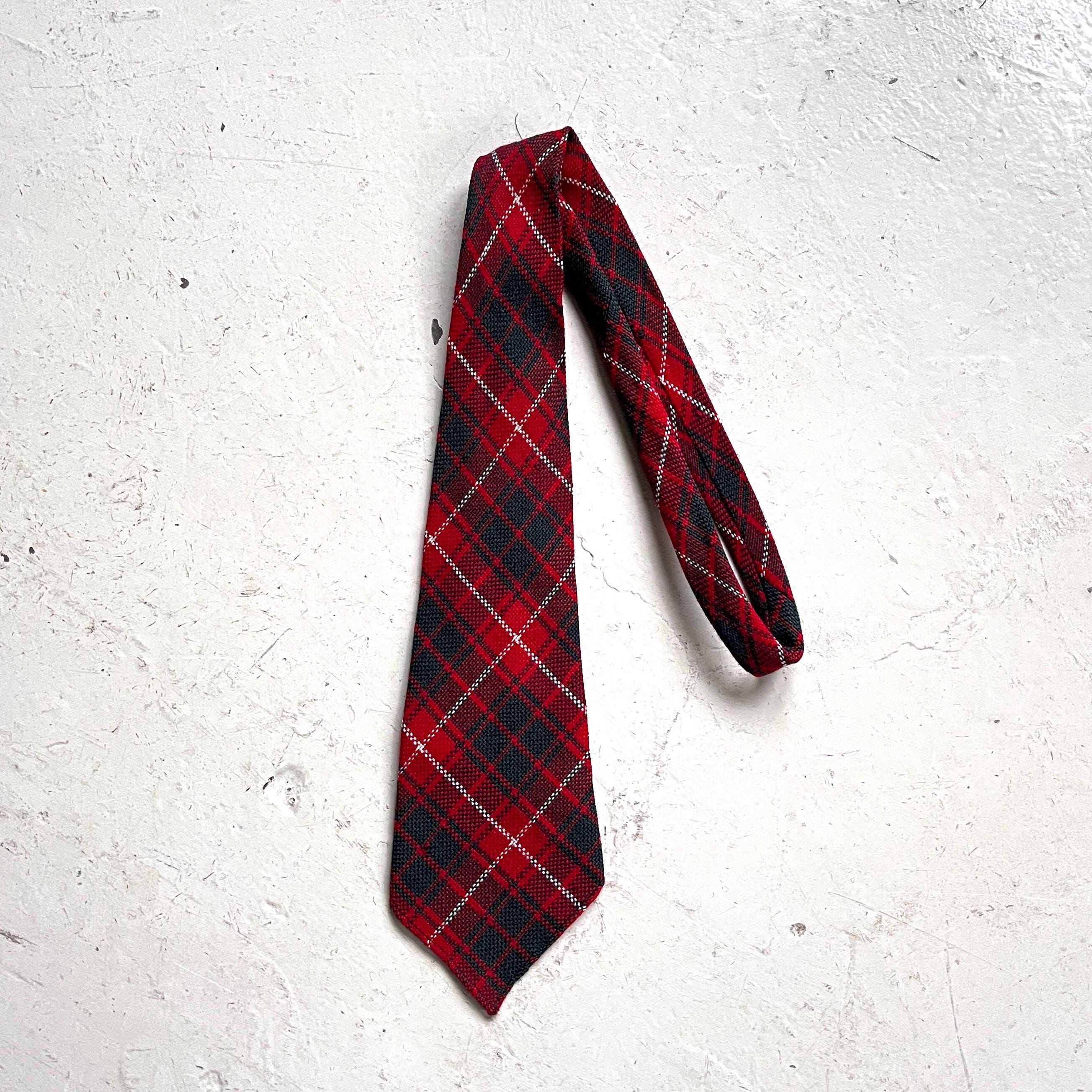 Cravate Laine Tartan à Carreaux Blanche – 100% Lana Wool, Bianco/nero/rosso (Italie)