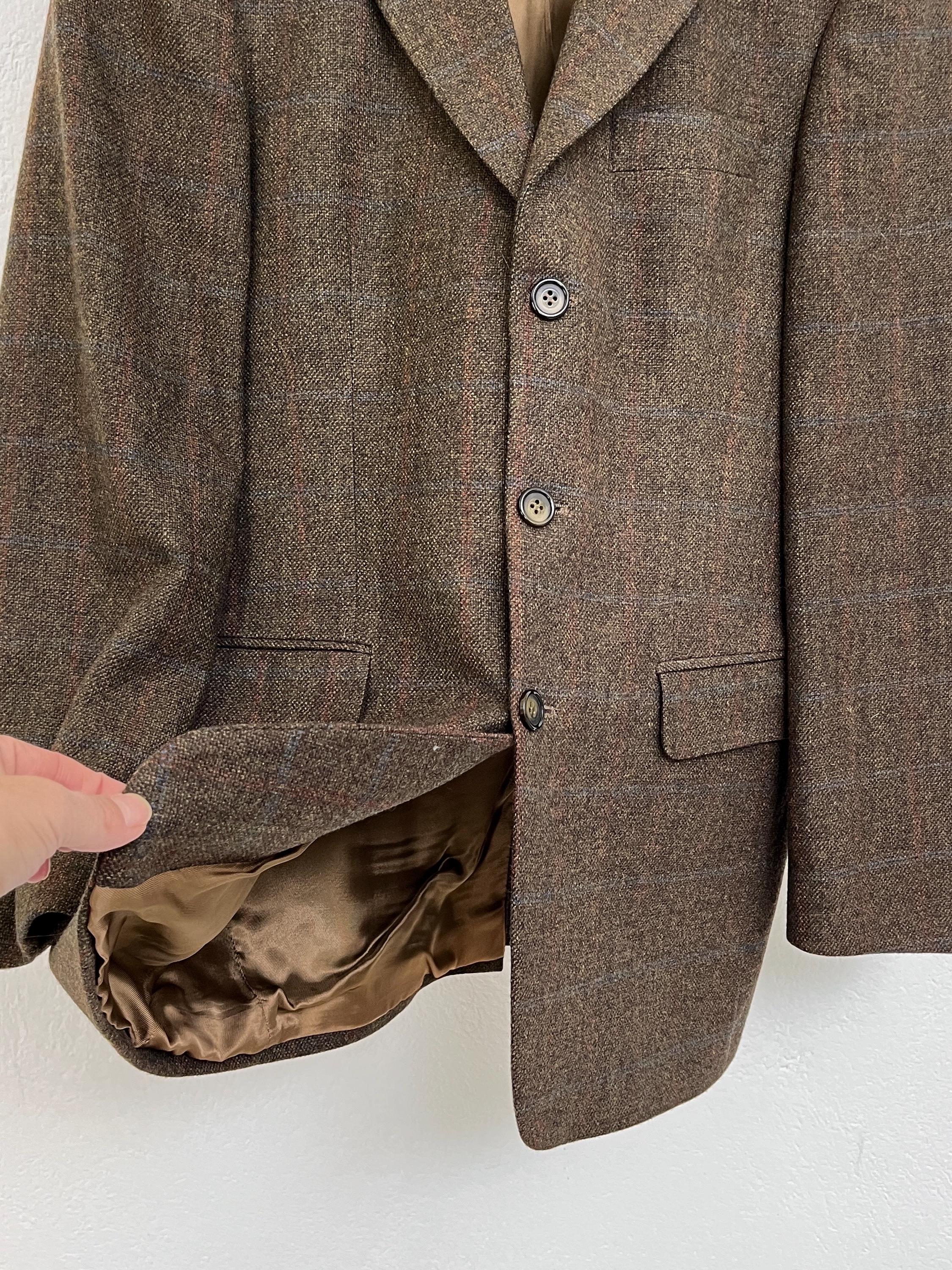 1970s Brown Checked Wool Blazer / Vintage Men