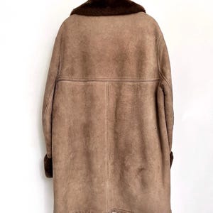 Cappotto in pelle marrone anni '70, cappotto in pelle scamosciata da uomo con pelliccia, cappotto in pelliccia marrone chiaro, cappotto invernale vintage, L, XL immagine 5