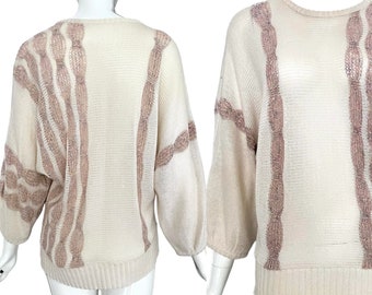 1970s Pulli Beige / weite Ärmel / Fledermausärmel / Damenpullover weit / vintage Pullover / Strickpullover