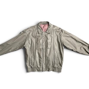 70er Lederjacke Grau Männer-Jacke Vintage Nappaleder Glattleder Mod Herrenjacke