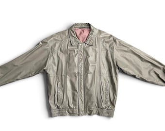 70s Leather Jacket Grey Men's Jacket Vintage Nappa Leather Smooth Leather Mod Men's Jacket