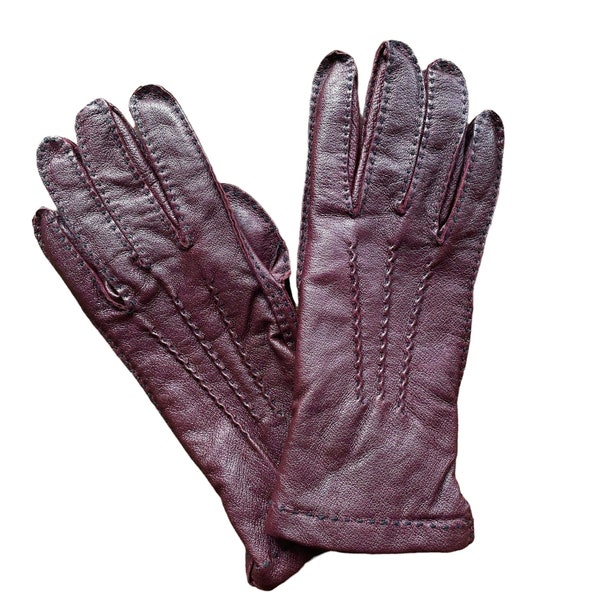 Gants vintage cuir rouge / gants en cuir années 70 / vrai vintage / accessoires femme hiver / 6.6.21-5