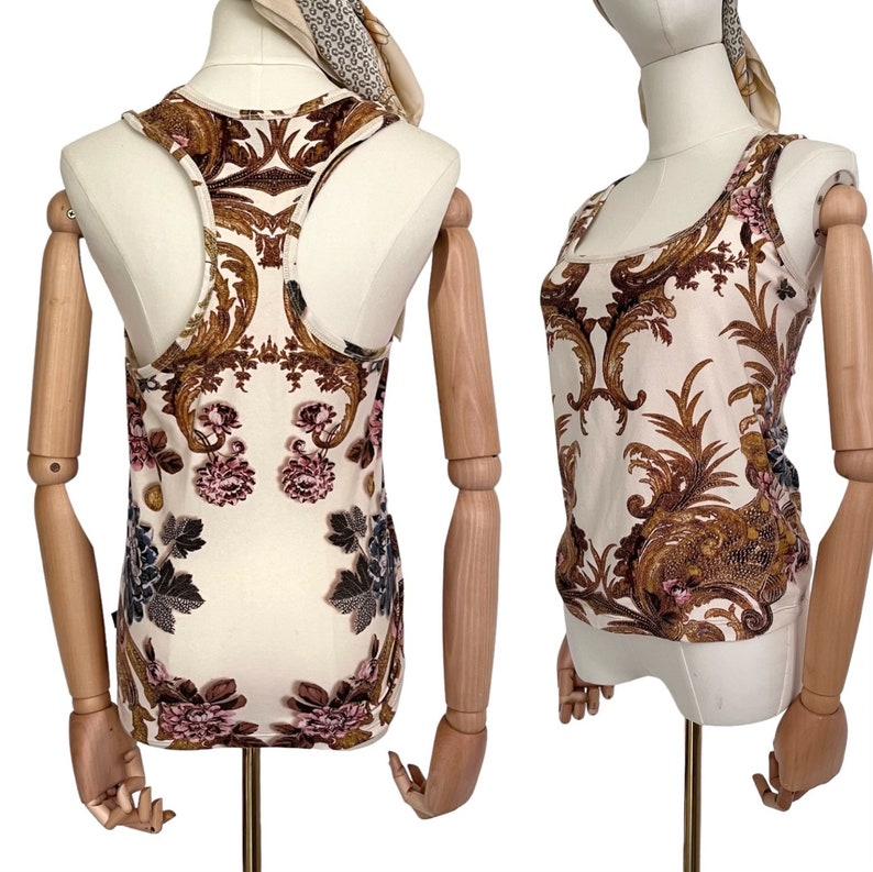 Roberto CAVALLI Top Beige Gold Ornaments 2000 / JUST CAVALLI Vintage ...