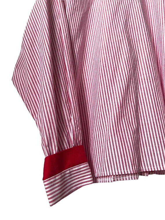 70s blouse red striped shirt collar band true vin… - image 5