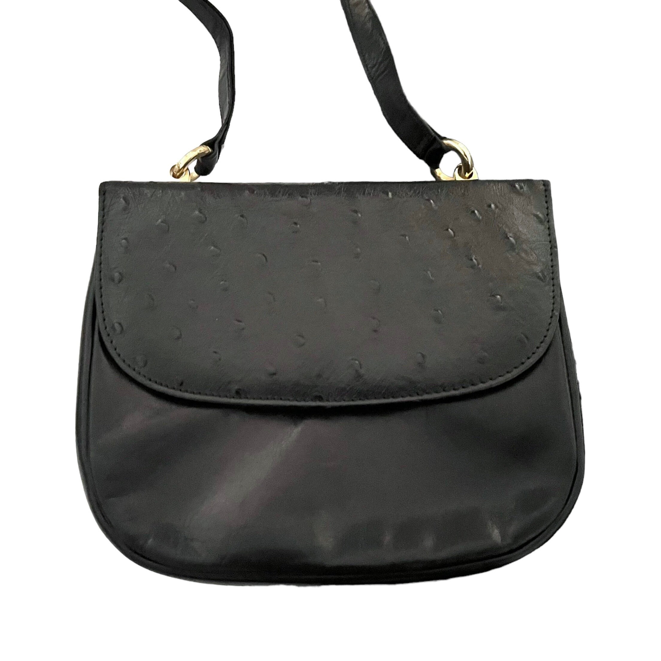 1980s Bag Leather Black / Vintage Shoulder Bag / Handbag / Leather 
