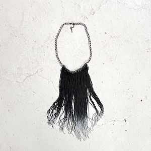 Fringe Necklace Gray Y2K Batik Necklace Boho Vintage Fashion Jewelry Thread Necklace
