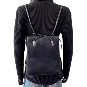 90s backpack black faux leather / faux leather bag / vintage bag / 90s backpack