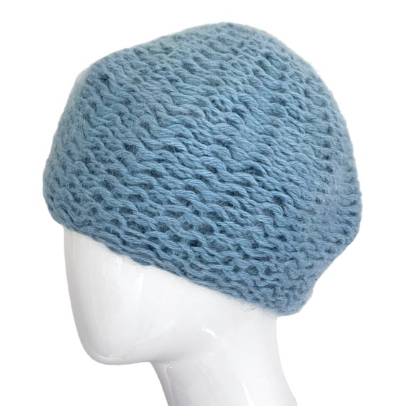 70s Wool Hat Light Blue Mohair Winter Hat Vintage Knit Hat  display picture 3