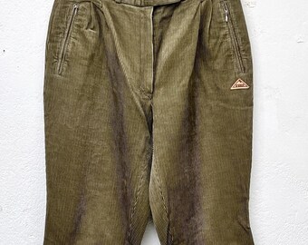 60s Pants Men / Vintage Knickerbockers Cord Green / Corduroy