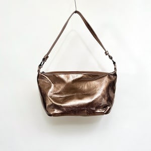 90s Bag Brown Metallic True Vintage Tote Bag Funky Party Handbag