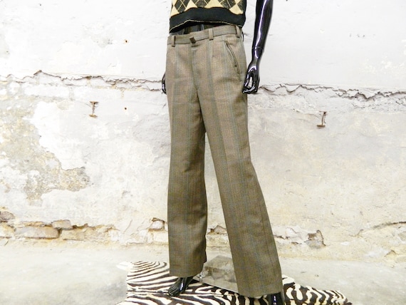 70s boyfriend pants / vintage pants plaid / plaid