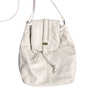 Vintage Bag White Leather Bag / 80s Shoulder Bag / Leather Bag / Leather Bag
