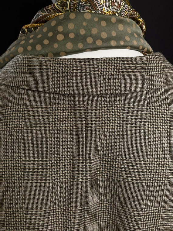 Checkered blazer brown virgin wool cashmere jacke… - image 4