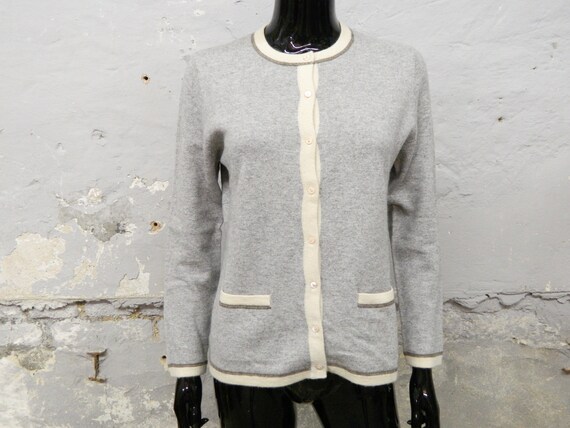 1990s Cashmere Cardigan grey brown beige / vintage