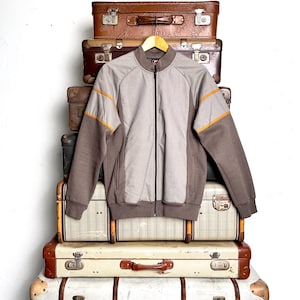 Vintage Jacke Herren M Grau Braun, College, Mod Blouson, 1960er