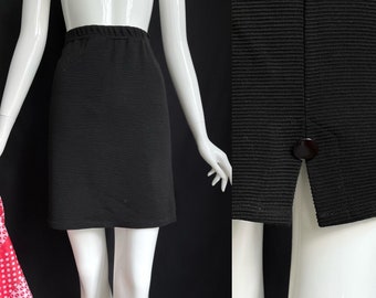 1980s mini skirt stretch black Clairenzo France / vintage short elastic skirt / 80s ribbed skirt / mini skirt black