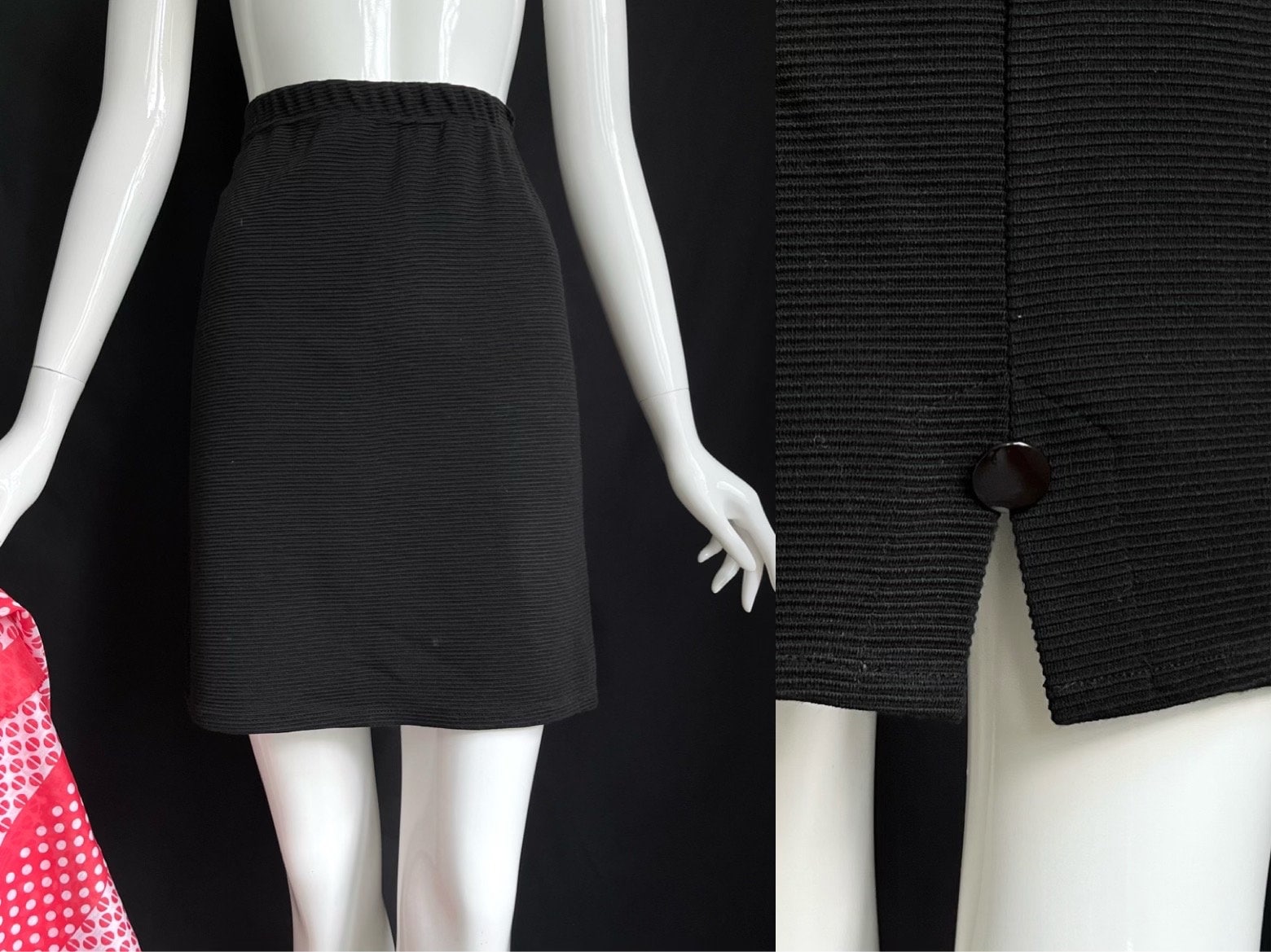 Black Ribbed Mini Skirt Etsy UK