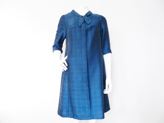 1950s dress / haute couture dress 50s / blue dress