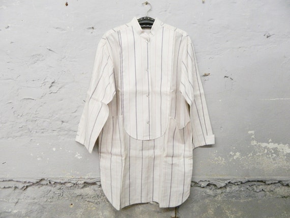 Linen shirt man / vintage shirt long linen / men's