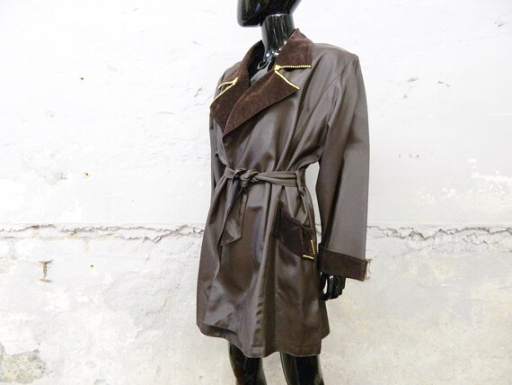 1970s coat brown Paris Defi PVC oversize / vintage