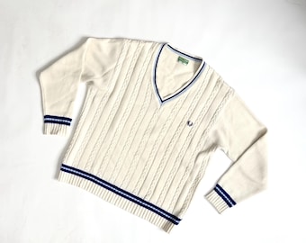 Maglione da uomo Fred Perry Mod con scollo a V, stile vintage, prodotto in Inghilterra.