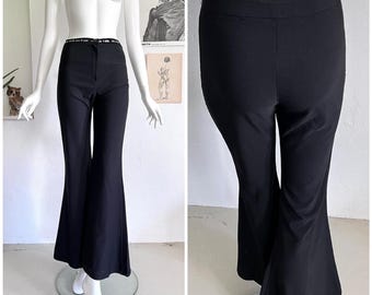 90s Pants Black Viscose / Vintage Flared Pants / Black Pants 90s Pants Black Viscose / Vintage Flared Pants / Black Pants