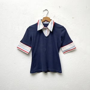 90s Blouse-Sweater Combo True Vintage Blouse with Sweater Ladies Top Cotton XS S