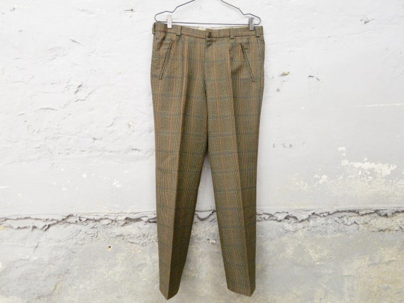 1970s men's pants / vintage pants man plaid / plai