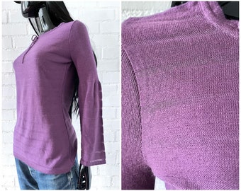 1970s Tunika lila / vintage Sweater / Long-Pullover / Tunika vintage weite Ärmel / 70er Damen Pulli / vintage Frauenkleidung