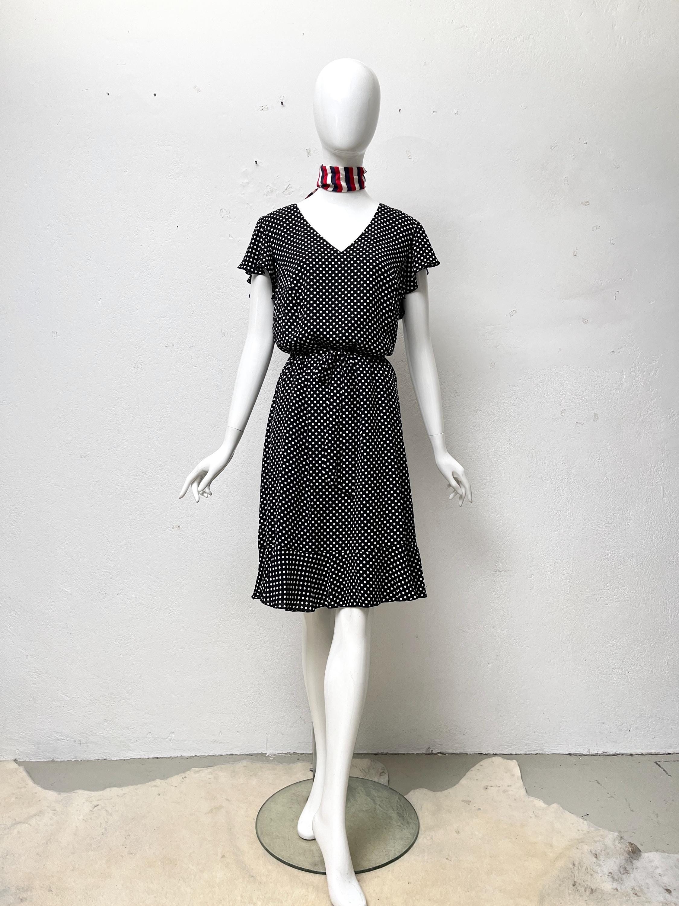 Vintage Dress Dots Black White Flounce Wide Sleeves Lady Chic Dress Y2K Summer Dress