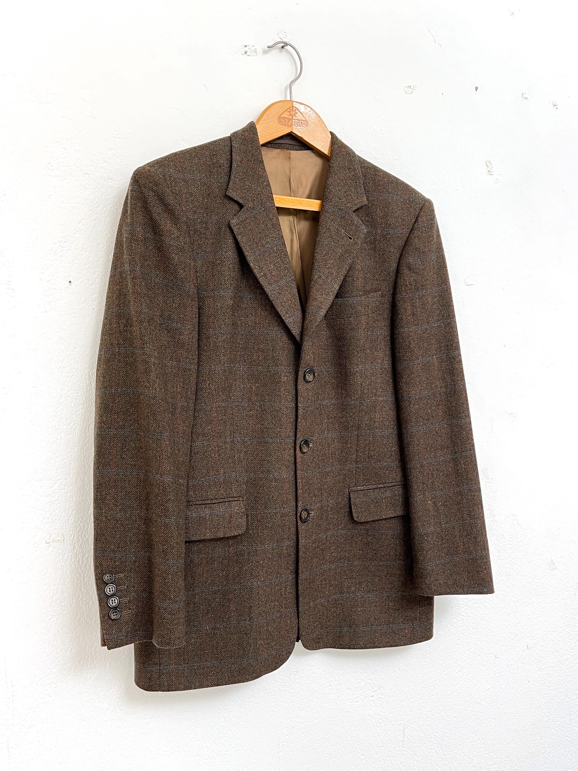 1970s Brown Checked Wool Blazer / Vintage Men