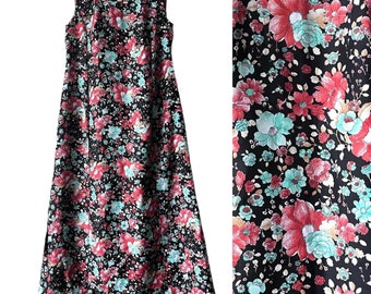 1970s Maxikleid / vintage Kleid lang bunt / Blumenkleid / Sommerkleid floral / Vinatge Maxi-Kleid bunt