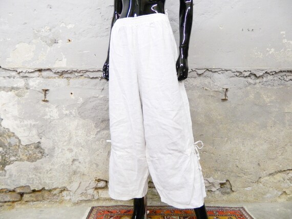 1980s pants white linen / linen pants / true vinta