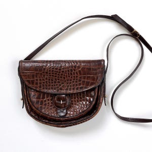 Vintage bag brown leather 70s / leather bag dark brown / shoulder bag / 70s shoulder bag / true vintage leather