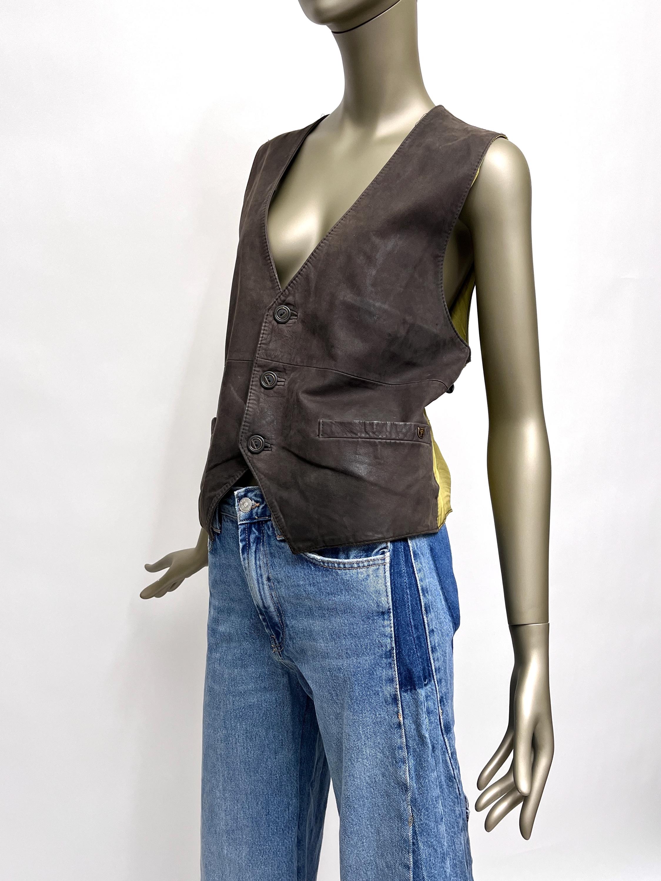 レザーベスト 90年代 CAMEL ベスト レザー ブラウン ユニセックス ジレ 