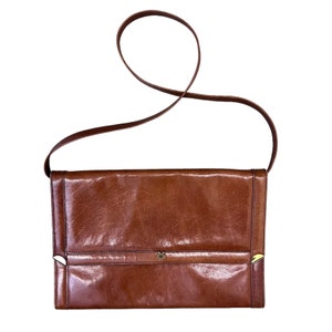 70s bag brown leather DEY vintage leather bag shoulder bag clutch