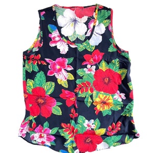 80s top floral pattern viscose colorful / vintage top floral / 80s shirt / vintage viscose / viscose top floral