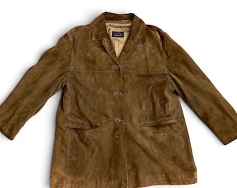 Vintage leather jacket BOGNER brown 90s suede jacket boho jacket women's