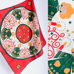 70s tablecloth Christmas vintage Christmas blanket colorful 80 X 80