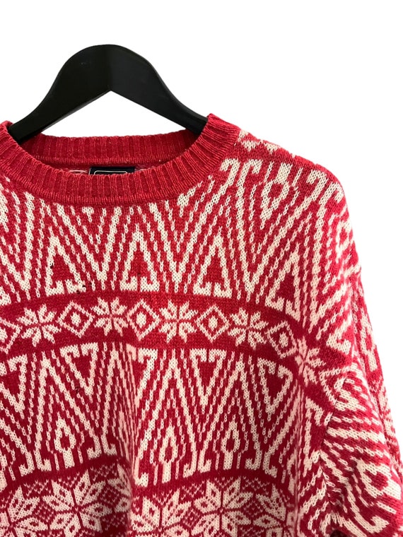 1980s sweater Mc Neal virgin wool beige red / vin… - image 2