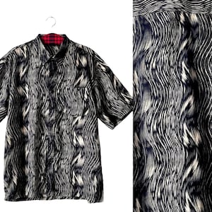 Vintage shirt man crazy pattern 1960s USA / 60s shirt XL / short sleeve shirt / shirt man patterned