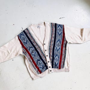 Vintage cardigan colorful pattern 80s jacket cardigan men Made in Italy men size L