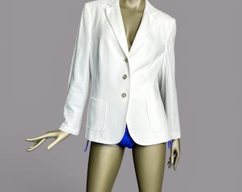 Witte blazer in jaren 80-stijl, zomerjas voor dames, vintage katoenen jas, maten M en L