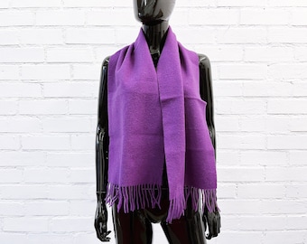 Retro Wool Purple Scarf/ Double Sided Old Vintage Wool Scarf Black and Bright Purple/ Unisex Scarf/ Made in England