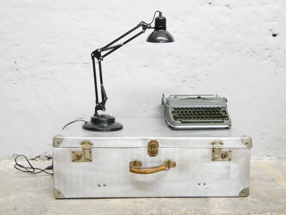 Large old aluminum suitcase / vintage suitcase / 4