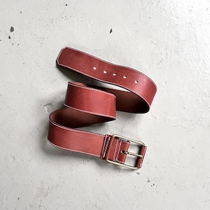 90s leather belt brown Esprit ladies belt leather sturdy wide belt for women